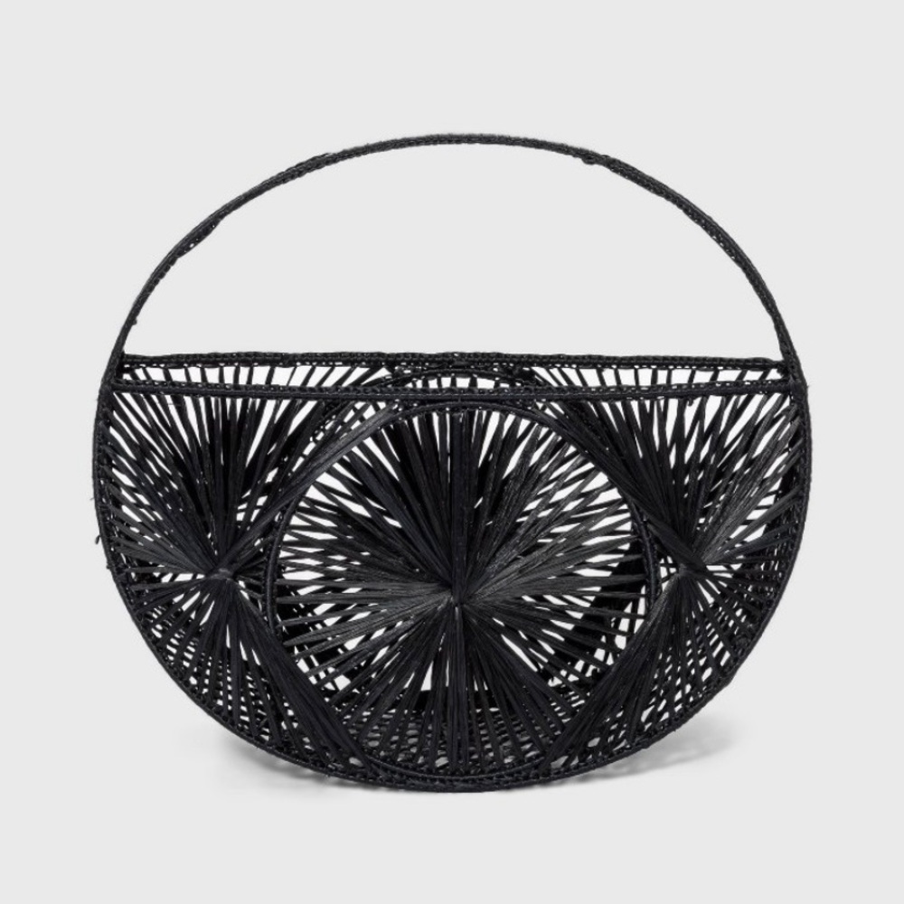 woven tote black bag